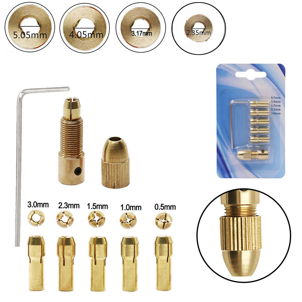 Power Tools Professional - 7-teiliges Set Kleine Bohrfutteradapter für Motorwellen